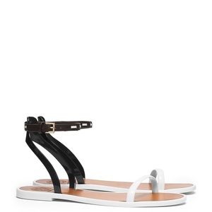 Tory Burch Women's Ivory, Black & Brown Leather and Jelly US 8M Flat Sandal.